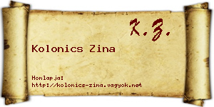 Kolonics Zina névjegykártya